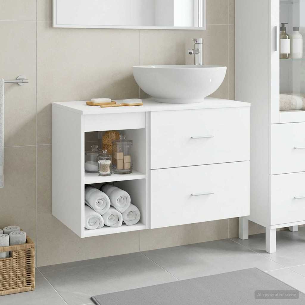 vidaXL Badkamermeubelset 2 pcs Wit Bewerkt hout