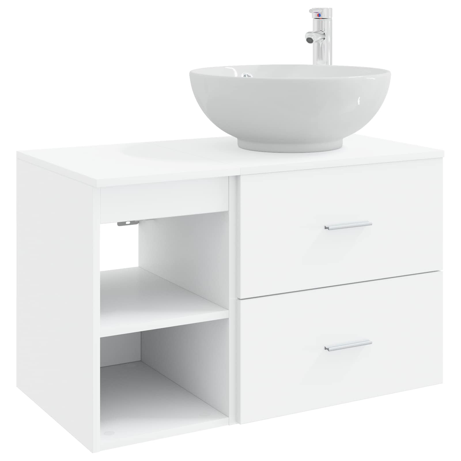 vidaXL Badkamermeubelset 2 pcs Wit Bewerkt hout