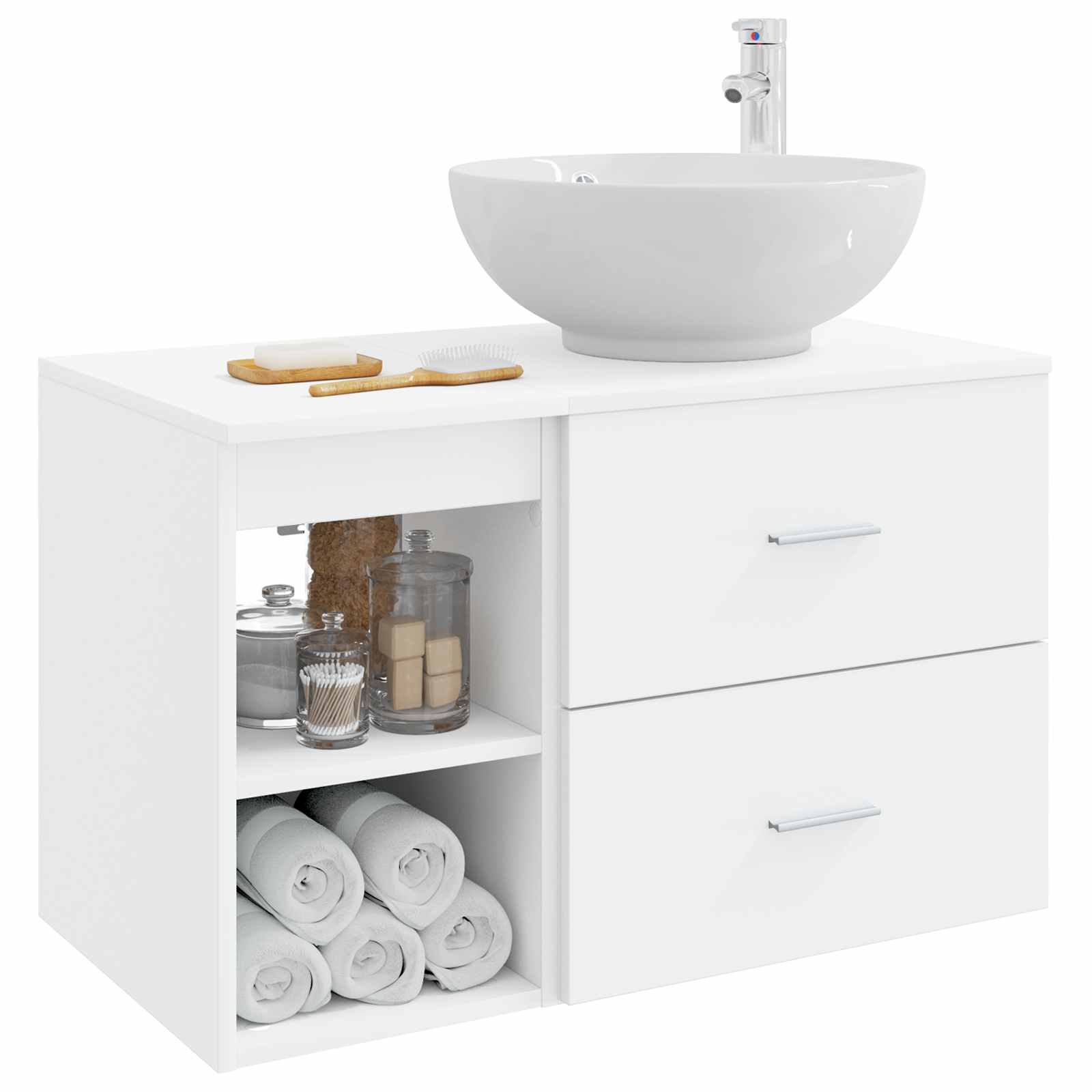 vidaXL Badkamermeubelset 2 pcs Wit Bewerkt hout