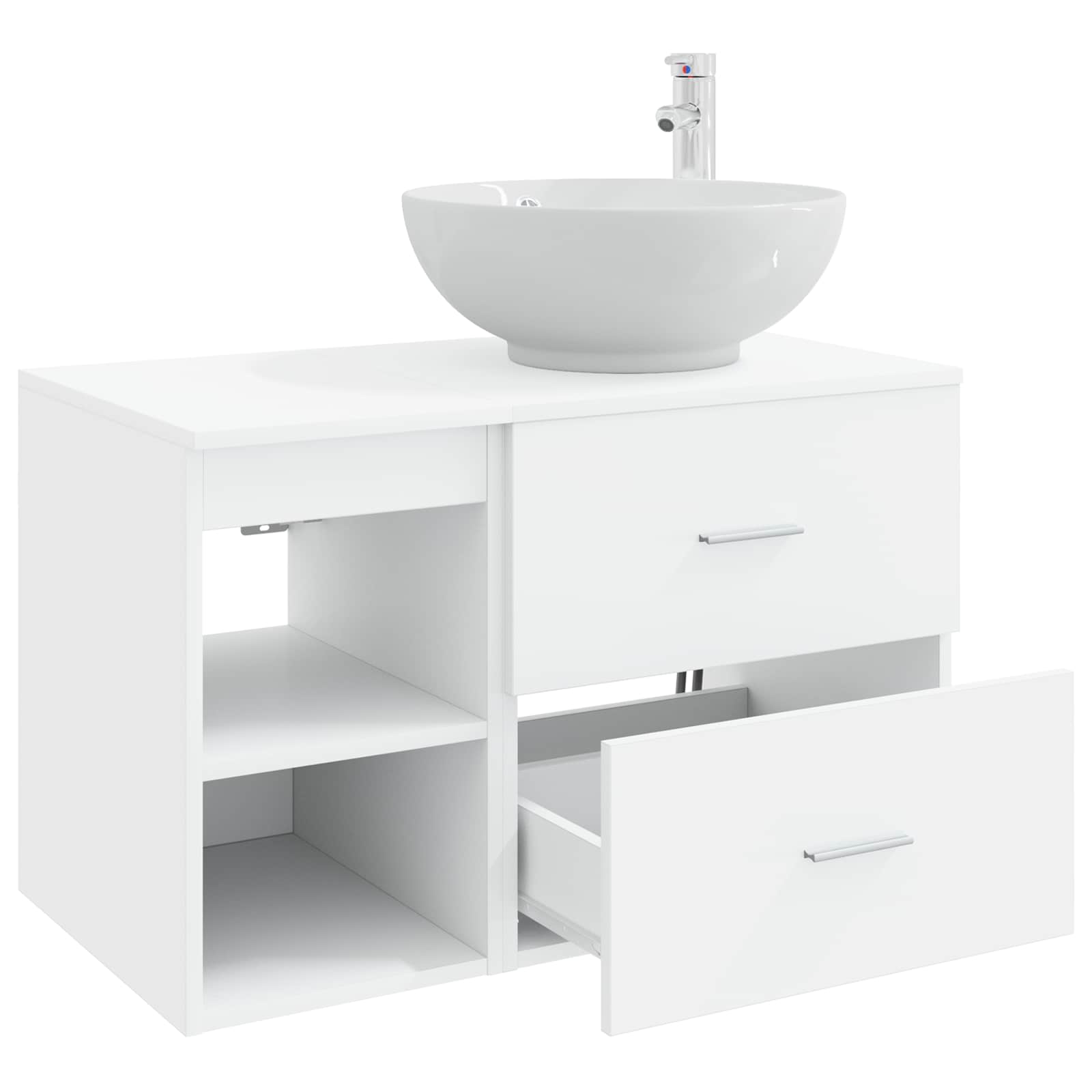 vidaXL Badkamermeubelset 2 pcs Wit Bewerkt hout