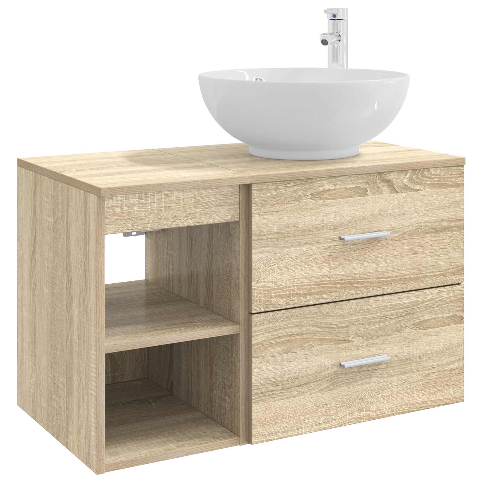 vidaXL Badkamermeubelset 2 pcs Wit Bewerkt hout