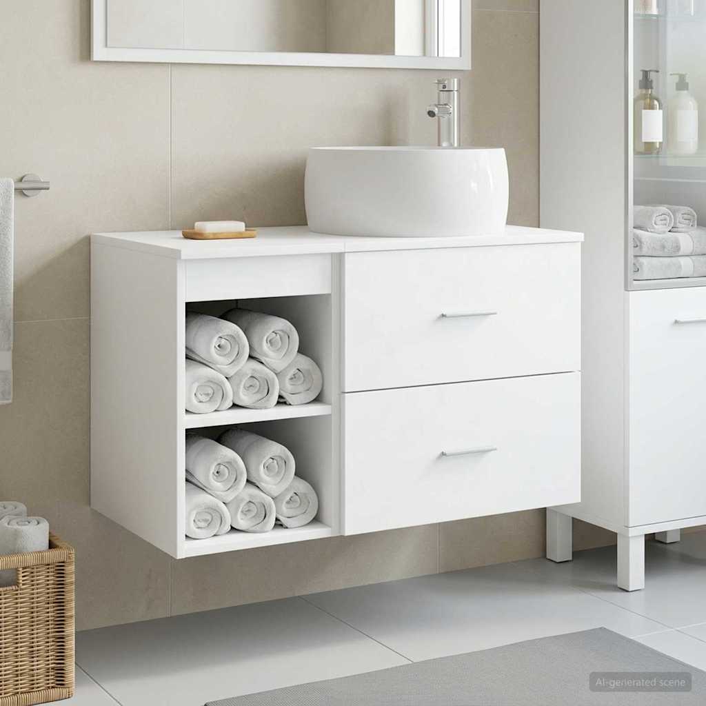 vidaXL Badkamermeubelset 2 pcs Wit Bewerkt hout