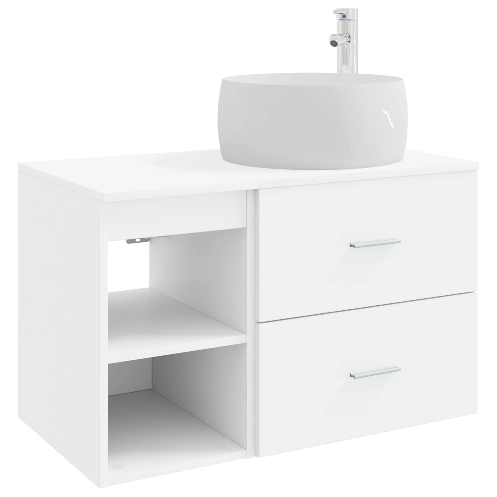vidaXL Badkamermeubelset 2 pcs Wit Bewerkt hout