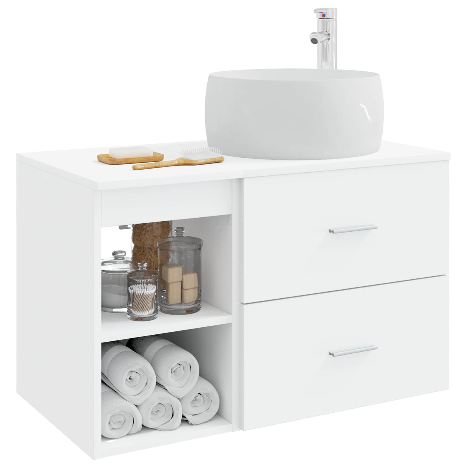 vidaXL Badkamermeubelset 2 pcs Wit Bewerkt hout