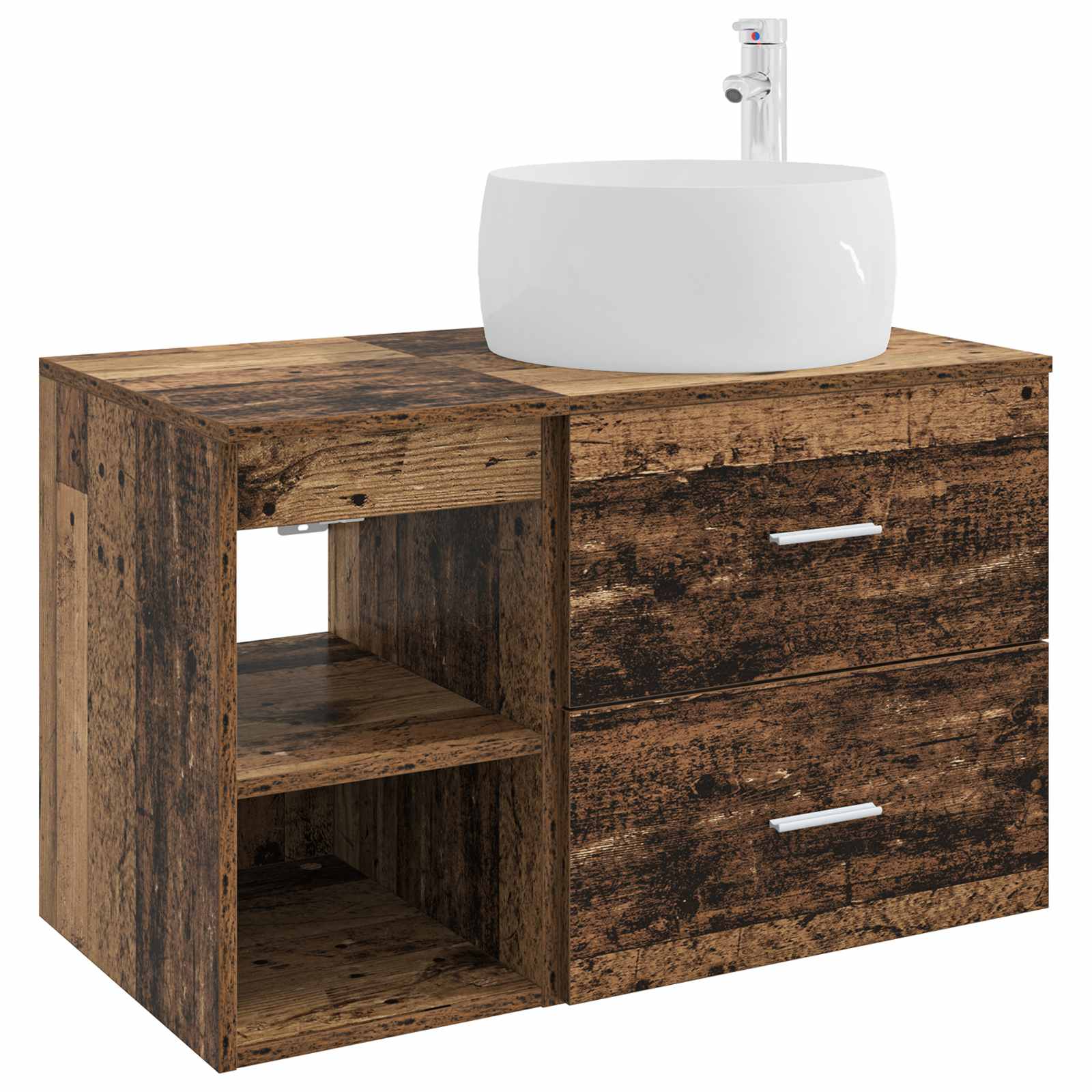vidaXL Badkamermeubelset 2 pcs Wit Bewerkt hout