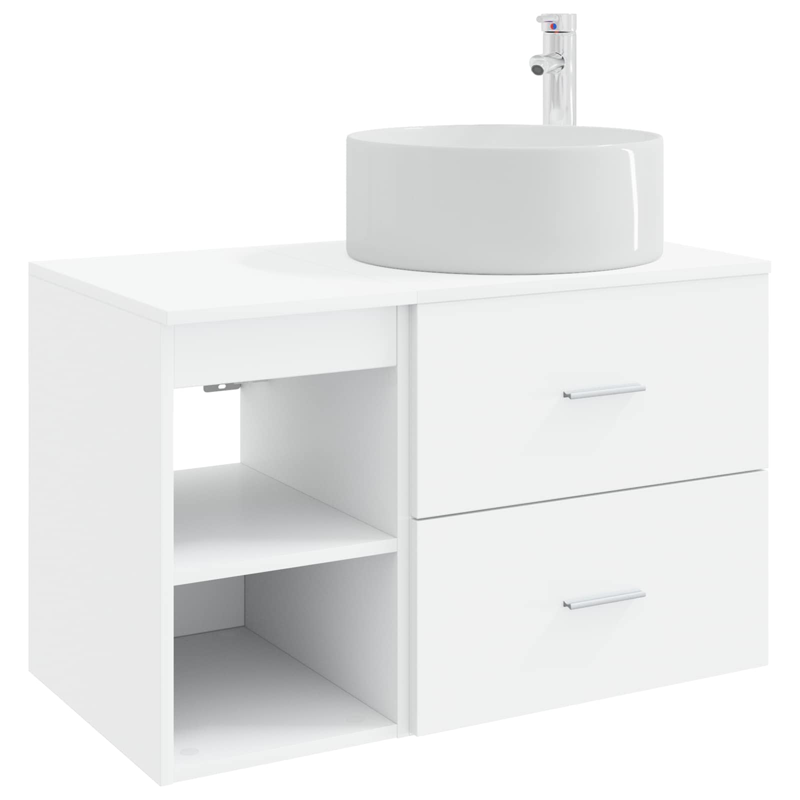 vidaXL Badkamermeubelset 2 pcs Wit Bewerkt hout