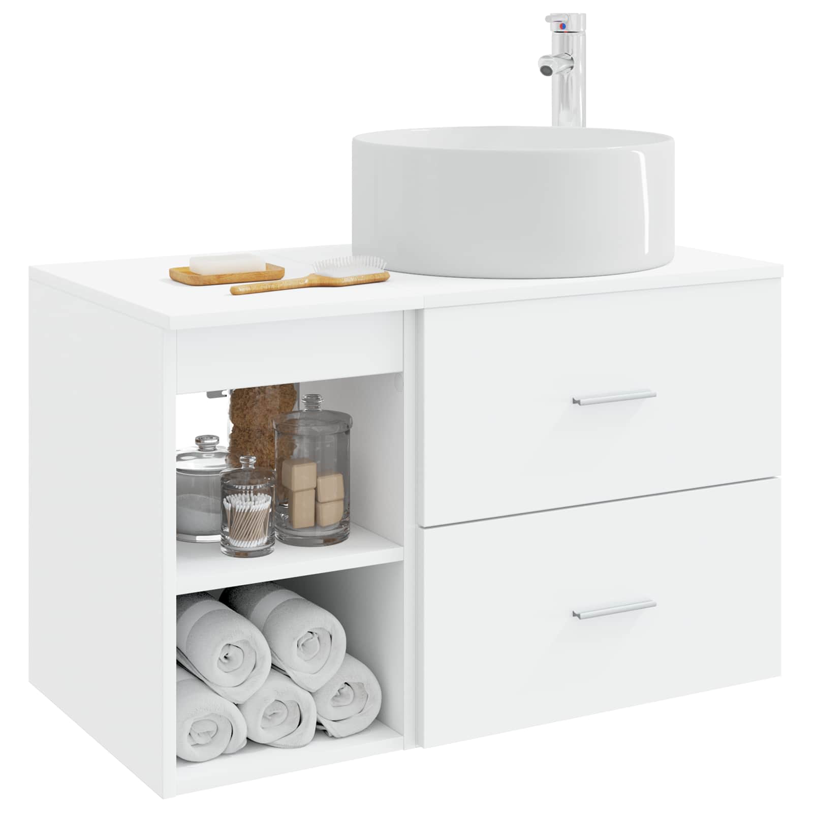 vidaXL Badkamermeubelset 2 pcs Wit Bewerkt hout