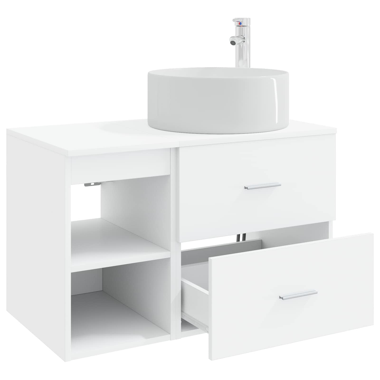 vidaXL Badkamermeubelset 2 pcs Wit Bewerkt hout