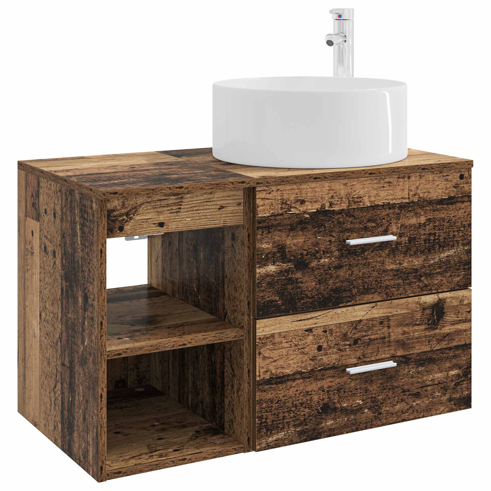 vidaXL Badkamermeubelset 2 pcs Wit Bewerkt hout