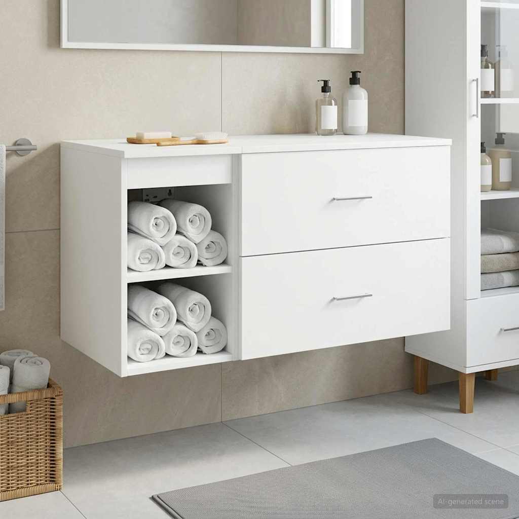 vidaXL Badkamermeubelset 2 pcs Wit Bewerkt hout