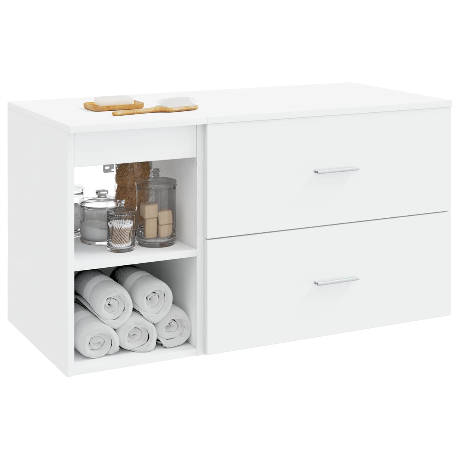 vidaXL Badkamermeubelset 2 pcs Wit Bewerkt hout
