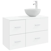 vidaXL Badkamermeubelset 2 pcs Wit Bewerkt hout