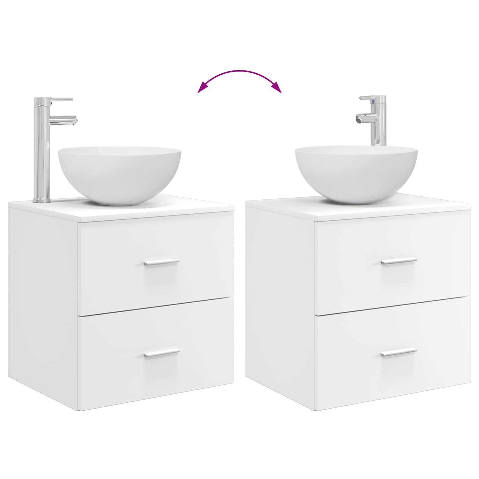 vidaXL Badkamermeubelset 2 pcs Wit Bewerkt hout