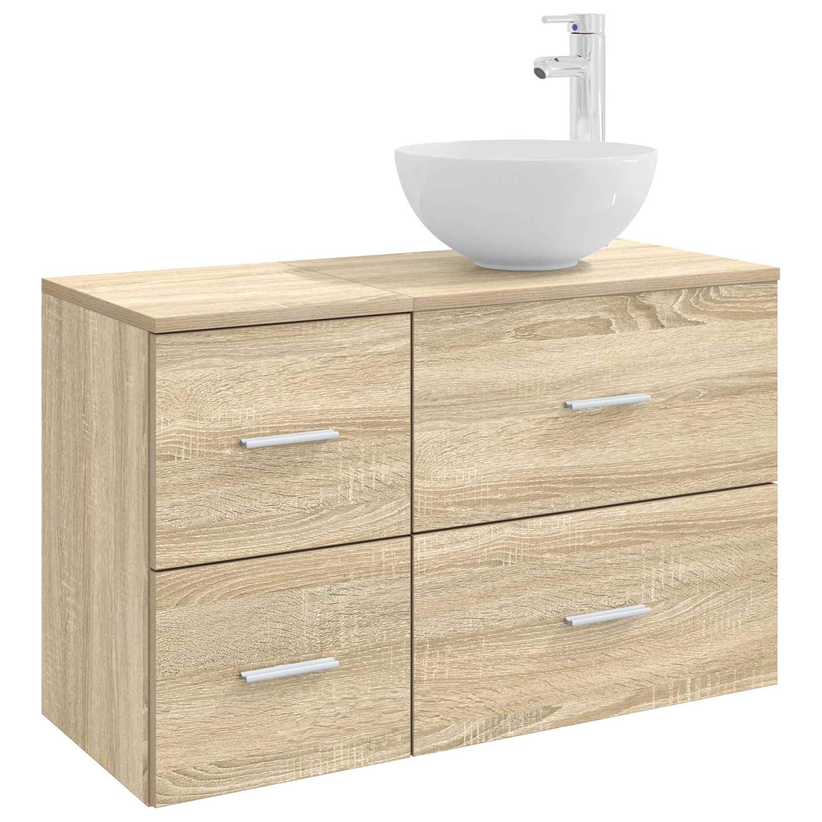 vidaXL Badkamermeubelset 2 pcs Wit Bewerkt hout