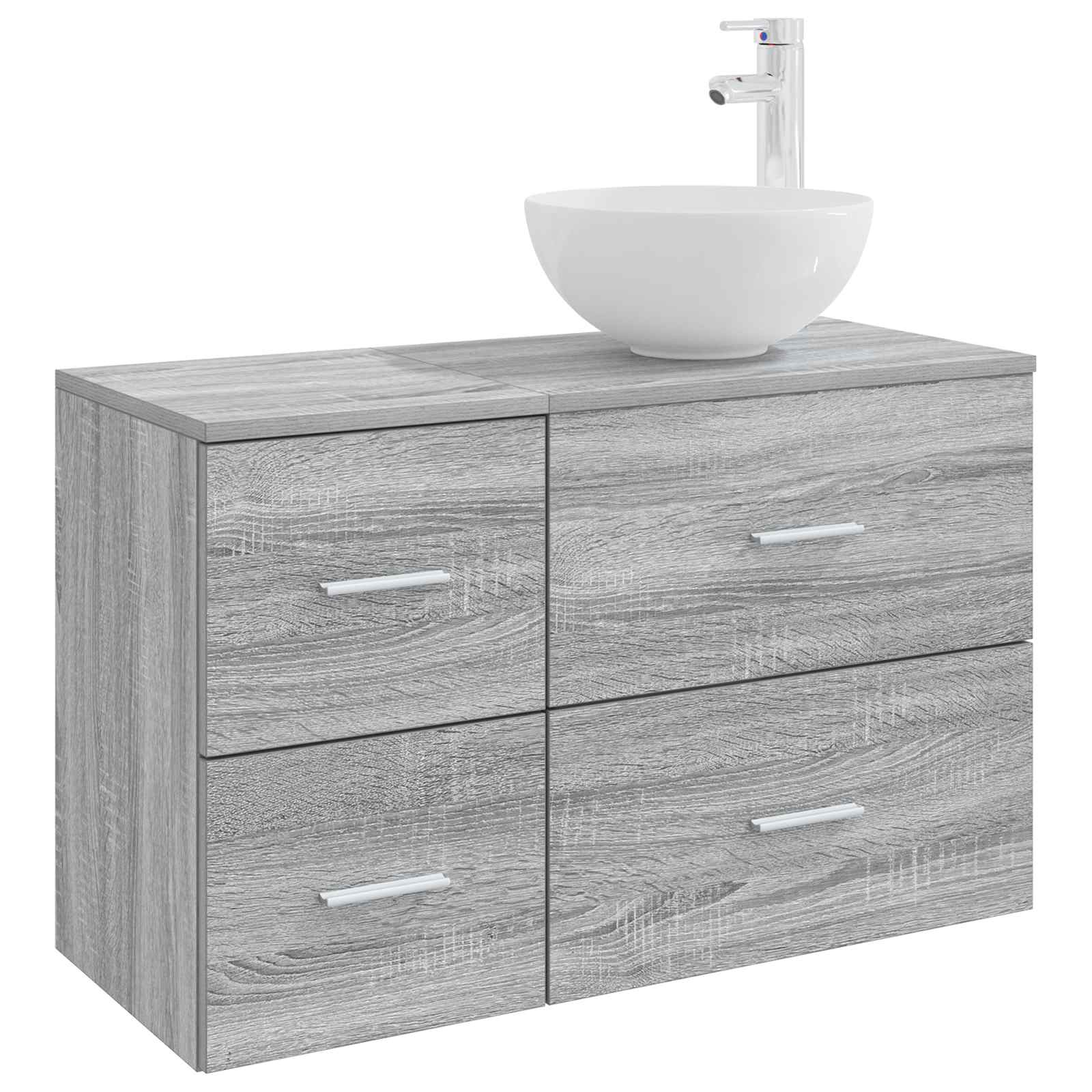 vidaXL Badkamermeubelset 2 pcs Wit Bewerkt hout