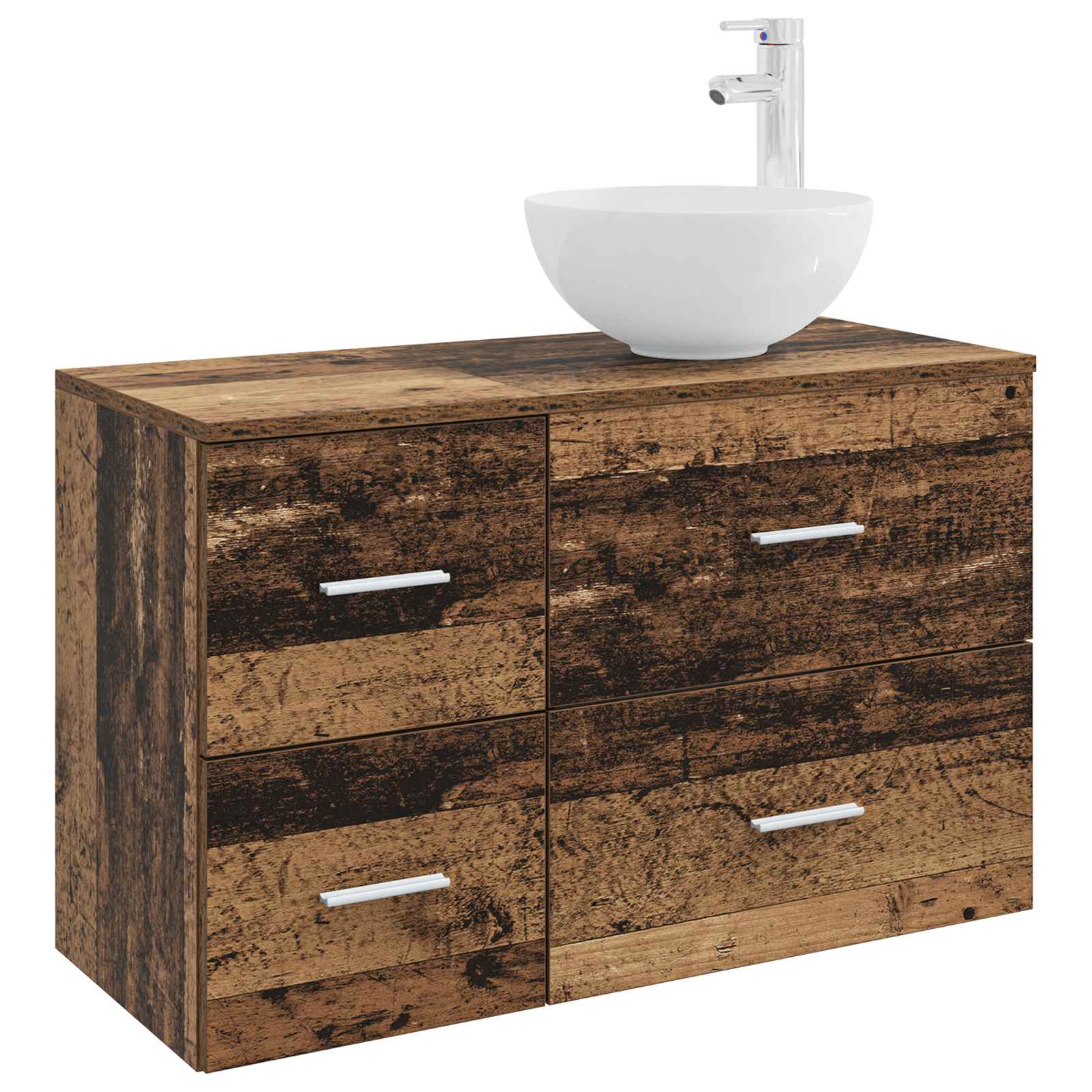 vidaXL Badkamermeubelset 2 pcs Wit Bewerkt hout