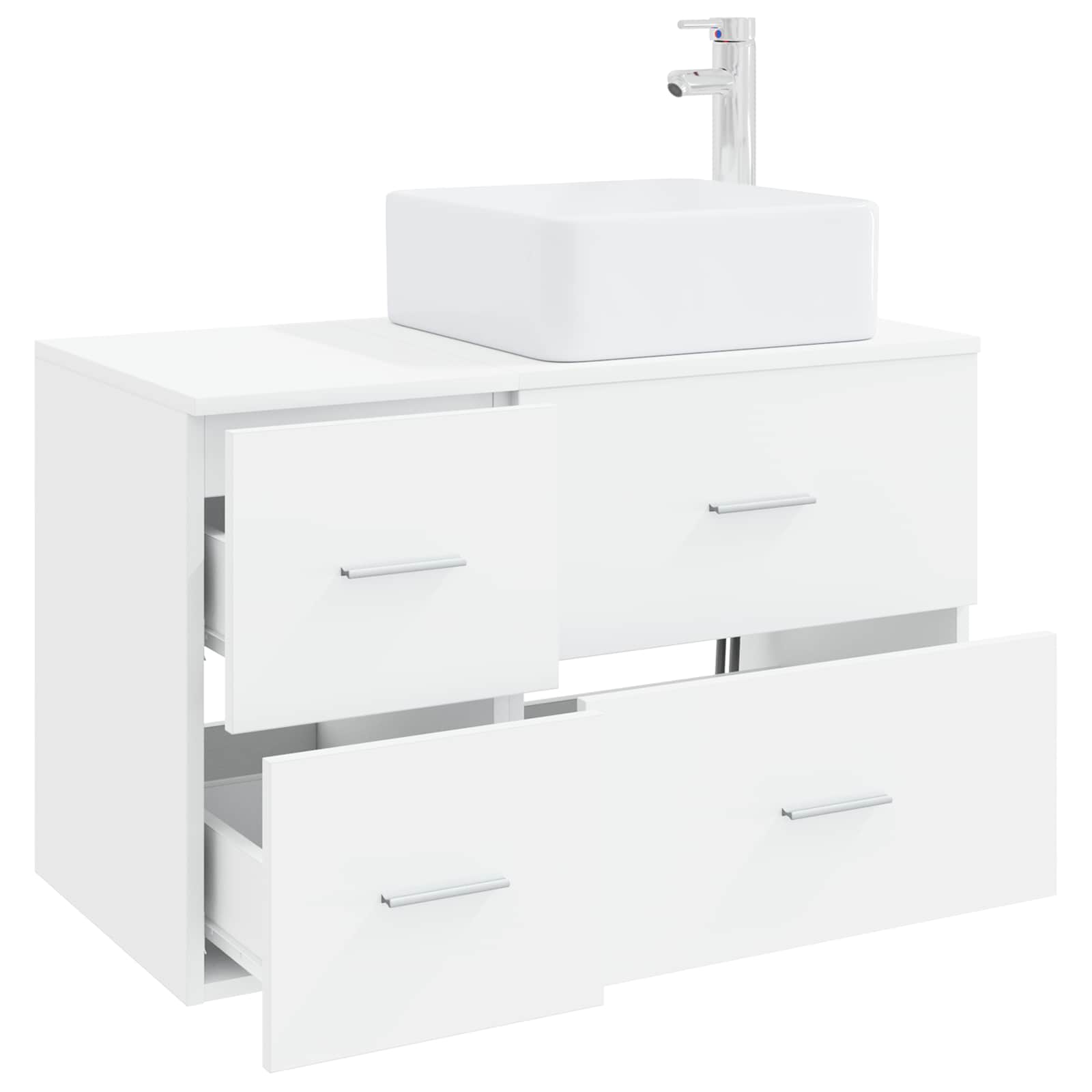 vidaXL Badkamermeubelset 2 pcs Wit Bewerkt hout