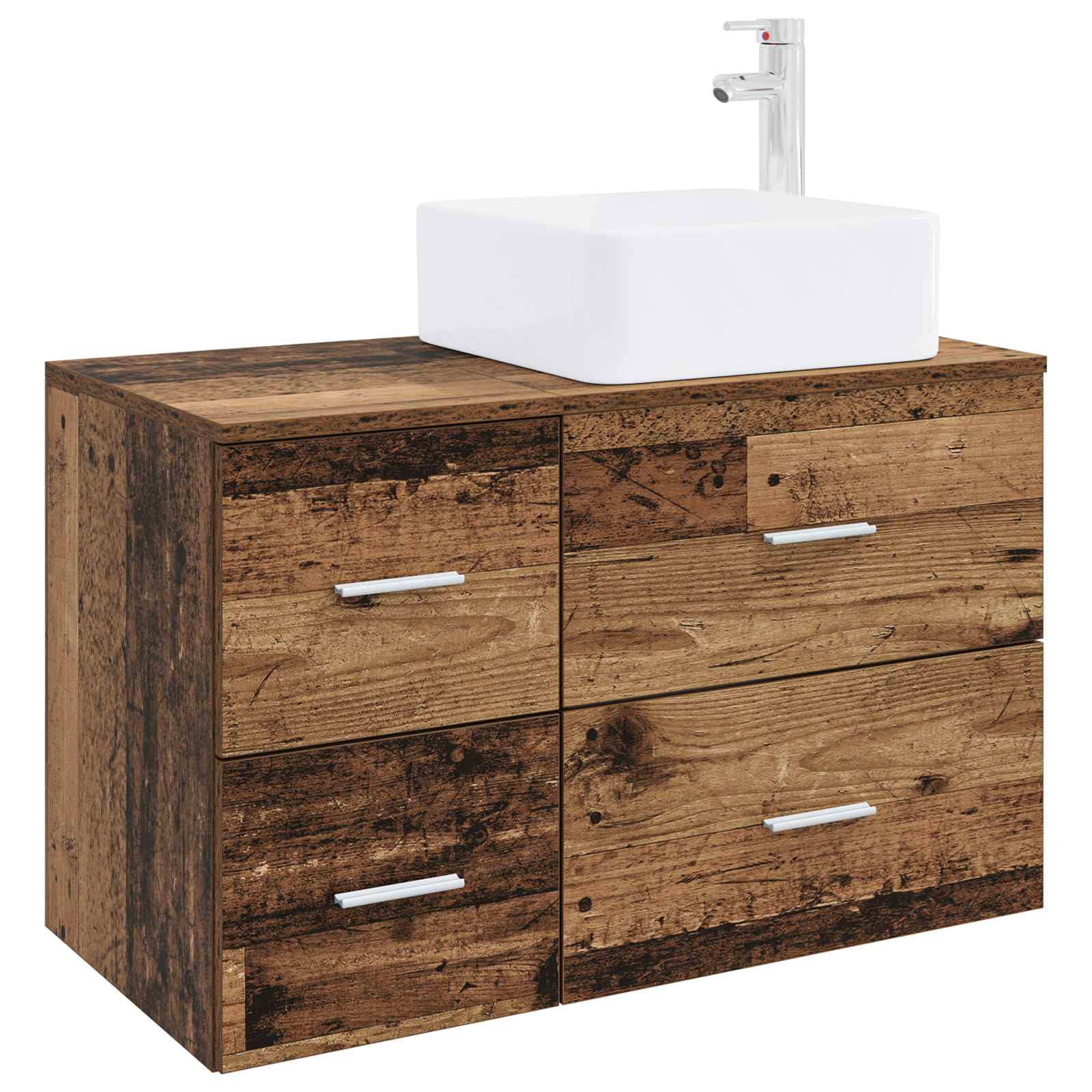 vidaXL Badkamermeubelset 2 pcs Wit Bewerkt hout