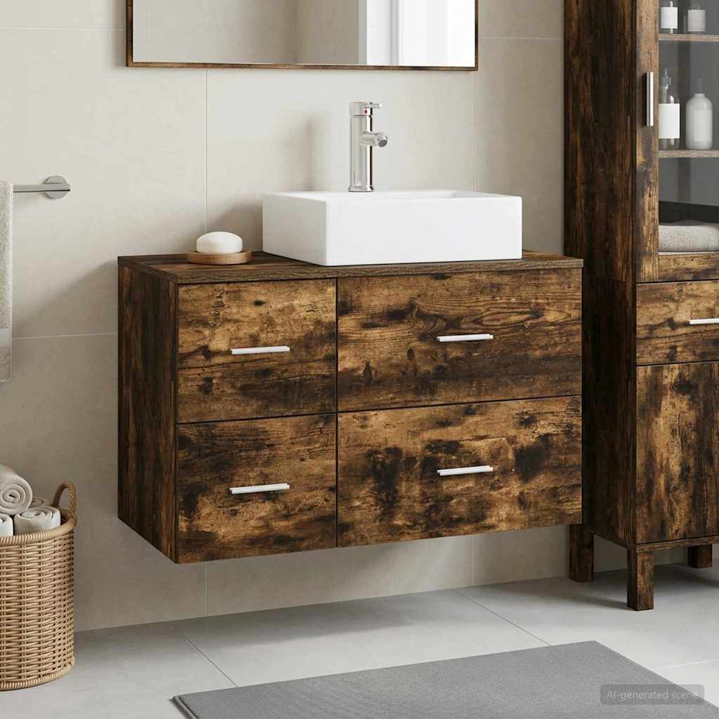 vidaXL Badkamermeubelset 2 st Wit Bewerkt hout