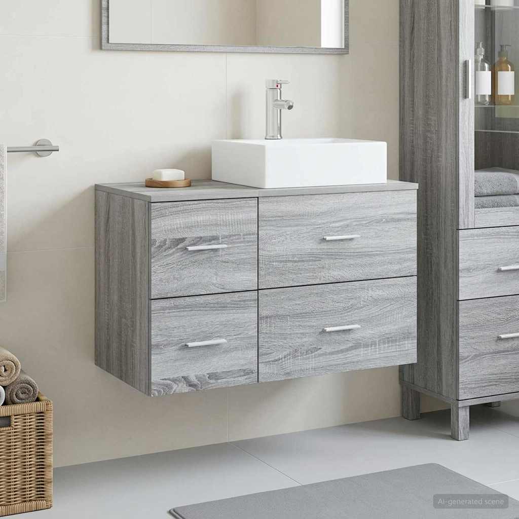vidaXL Badkamermeubelset 2 st Wit Bewerkt hout