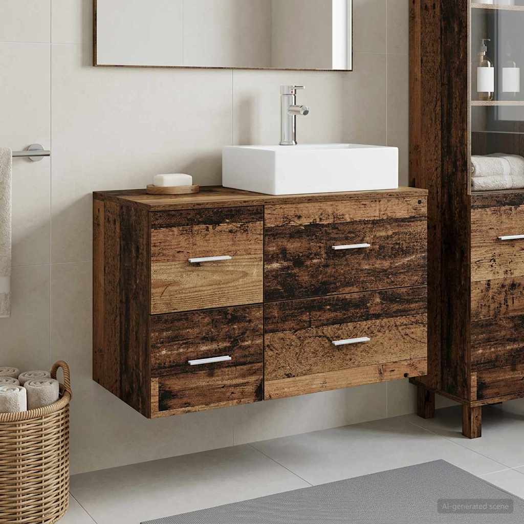 vidaXL Badkamermeubelset 2 st Wit Bewerkt hout
