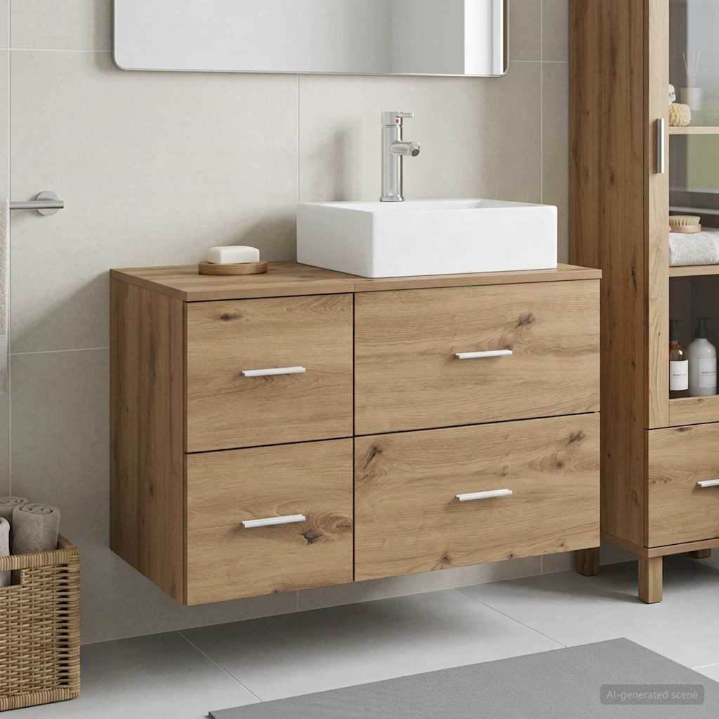 vidaXL Badkamermeubelset 2 st Wit Bewerkt hout