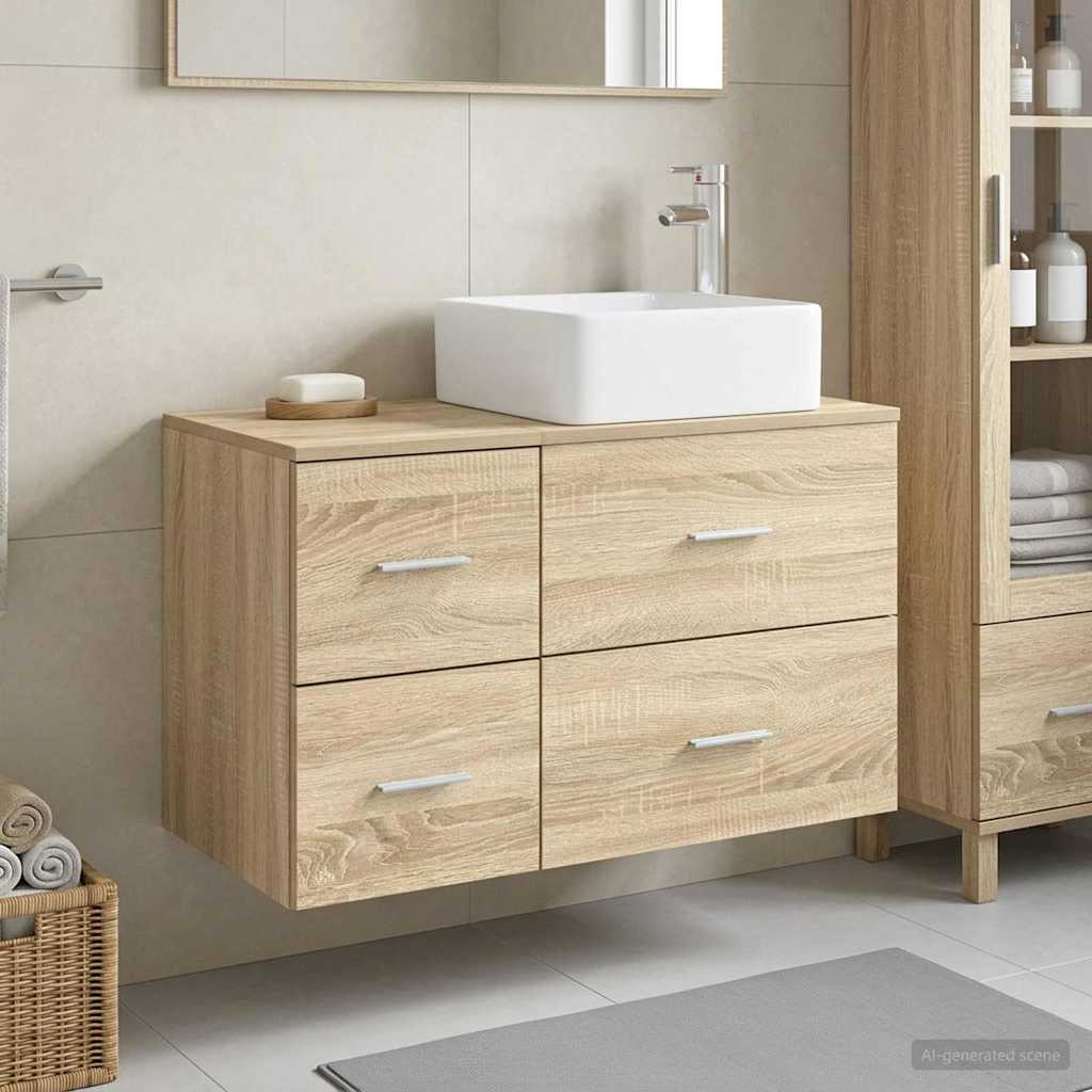 vidaXL Badkamermeubelset 2 st Wit Bewerkt hout