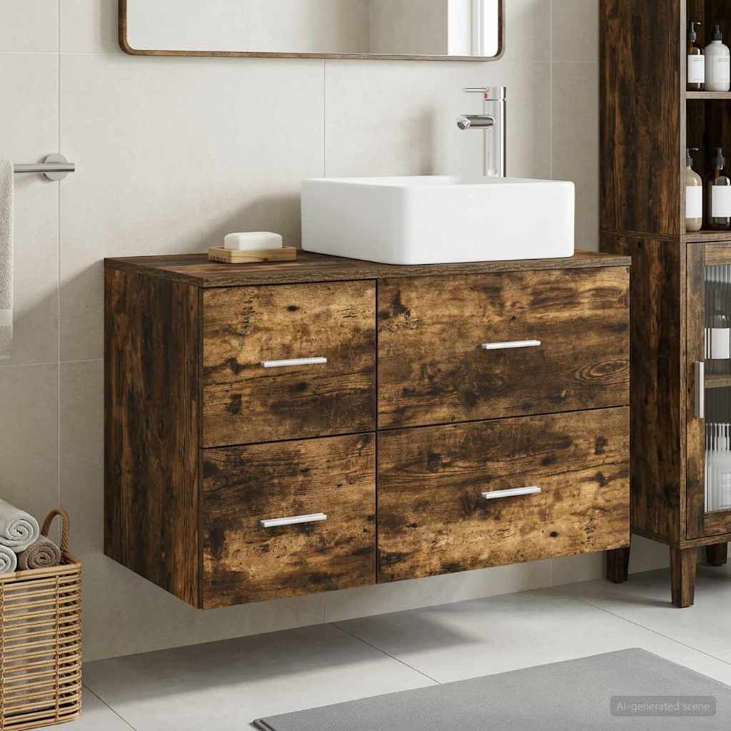 vidaXL Badkamermeubelset 2 st Wit Bewerkt hout