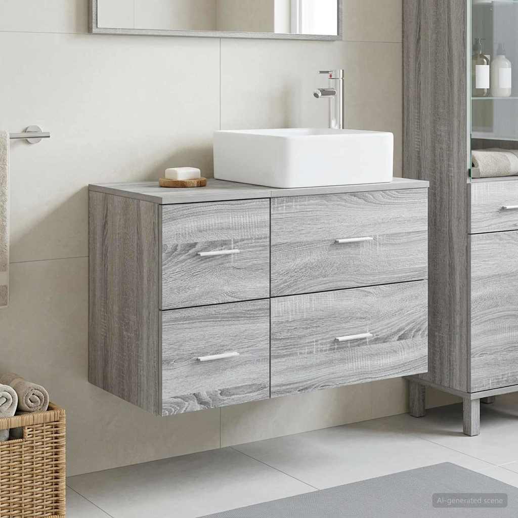 vidaXL Badkamermeubelset 2 st Wit Bewerkt hout