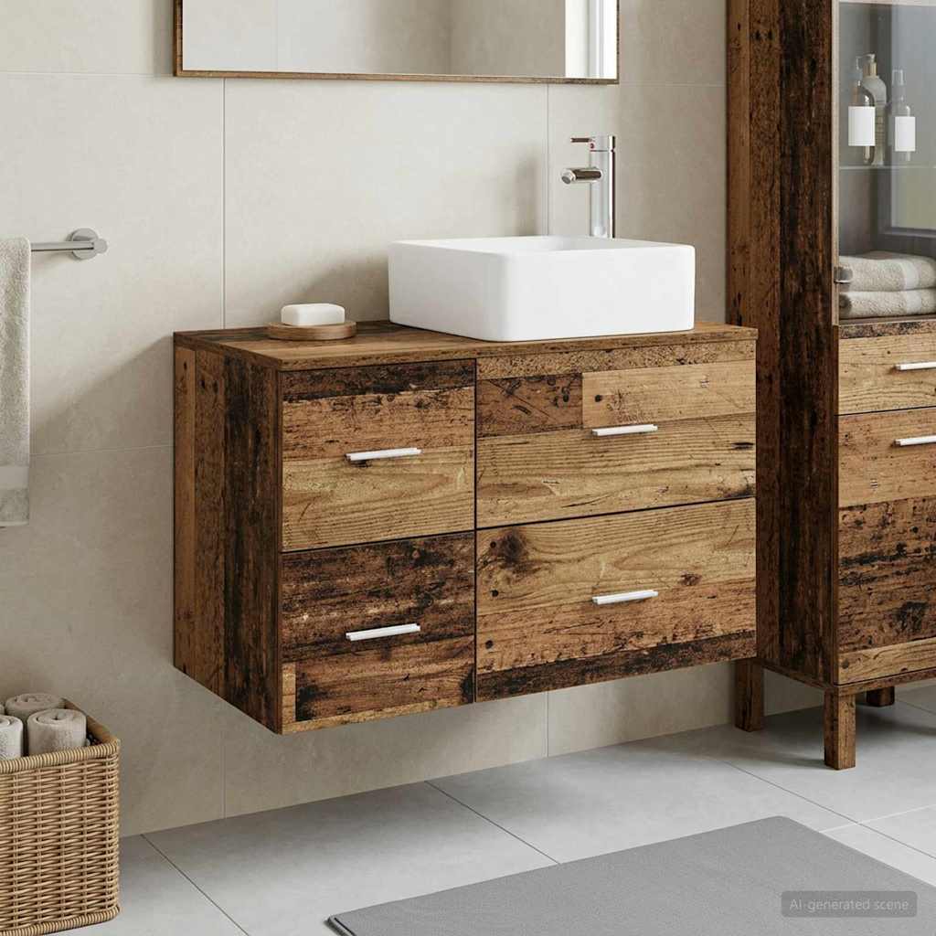 vidaXL Badkamermeubelset 2 st Wit Bewerkt hout