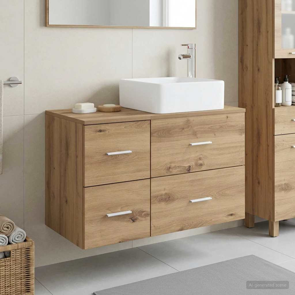 vidaXL Badkamermeubelset 2 st Wit Bewerkt hout