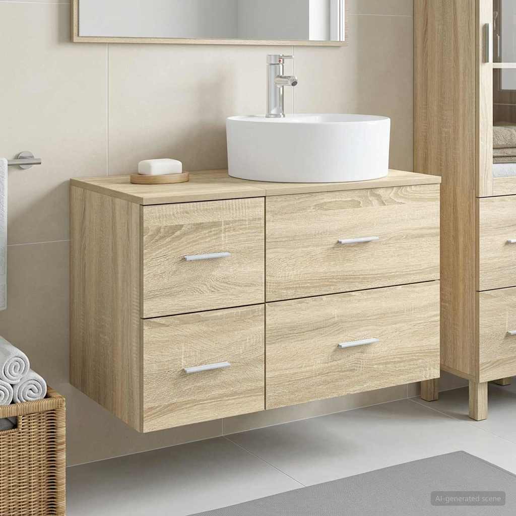 vidaXL Badkamermeubelset 2 st Wit Bewerkt hout