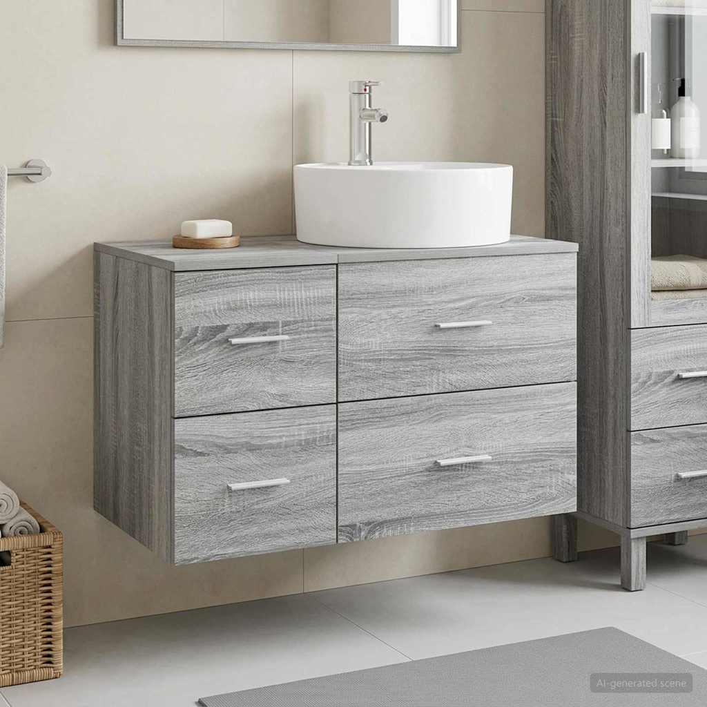 vidaXL Badkamermeubelset 2 st Wit Bewerkt hout