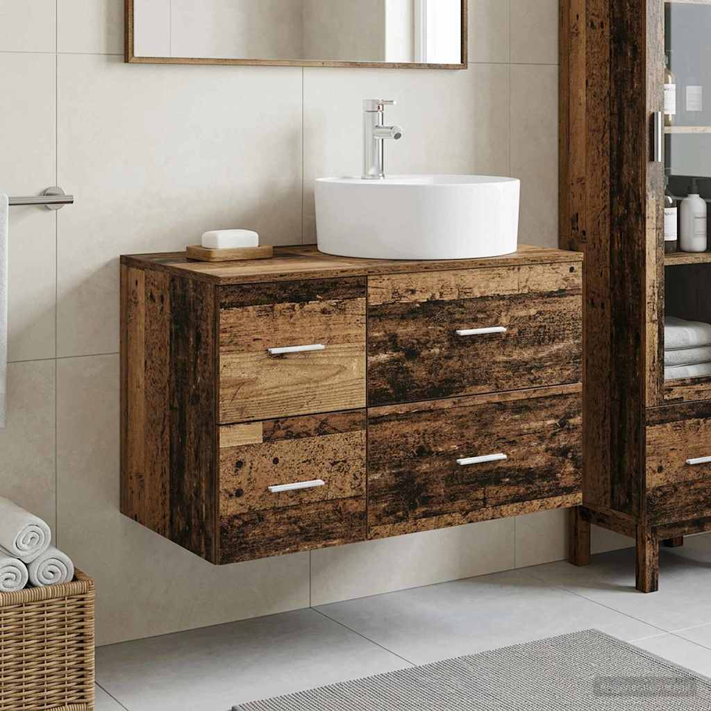 vidaXL Badkamermeubelset 2 st Wit Bewerkt hout