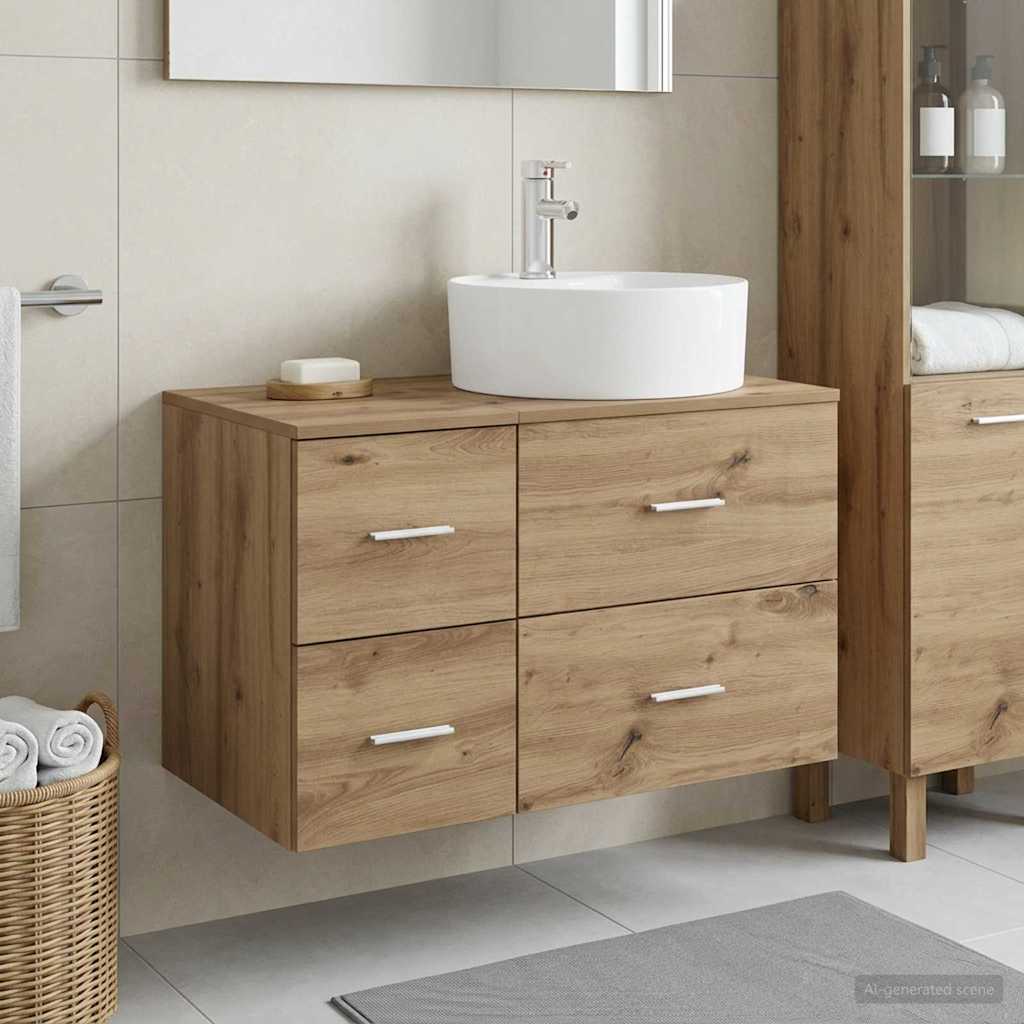 vidaXL Badkamermeubelset 2 st Wit Bewerkt hout