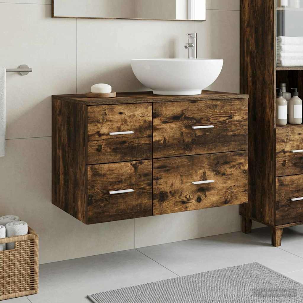vidaXL Badkamermeubelset 2 st Wit Bewerkt hout