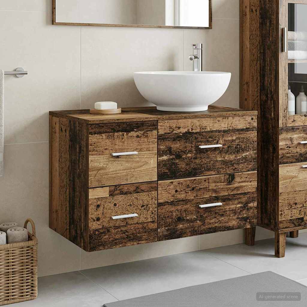 vidaXL Badkamermeubelset 2 st Wit Bewerkt hout