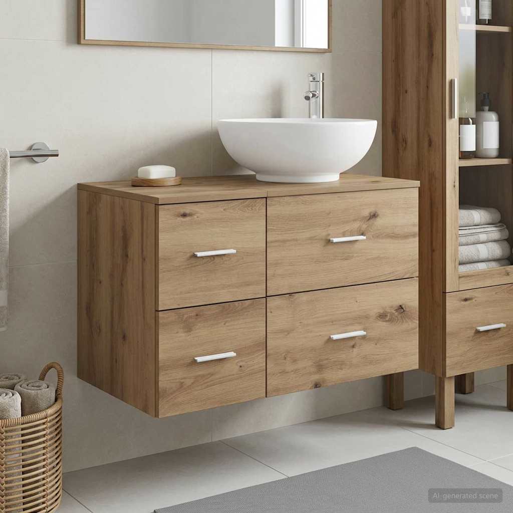 vidaXL Badkamermeubelset 2 st Wit Bewerkt hout