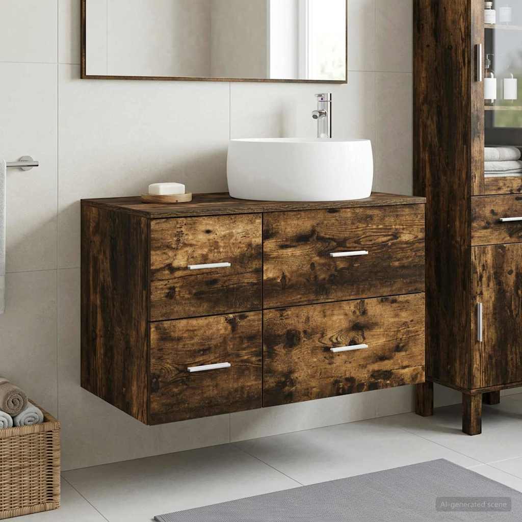vidaXL Badkamermeubelset 2 st Wit Bewerkt hout