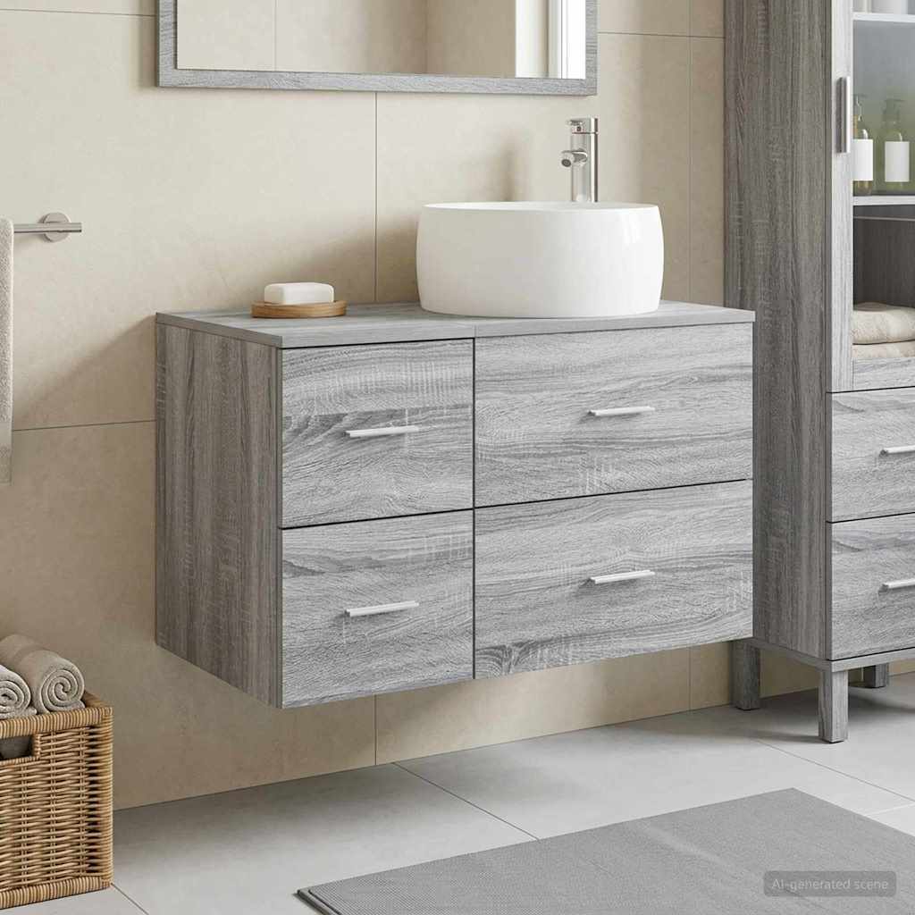vidaXL Badkamermeubelset 2 st Wit Bewerkt hout