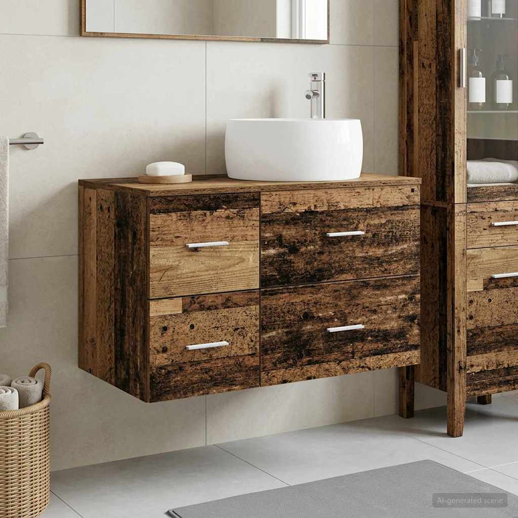 vidaXL Badkamermeubelset 2 st Wit Bewerkt hout
