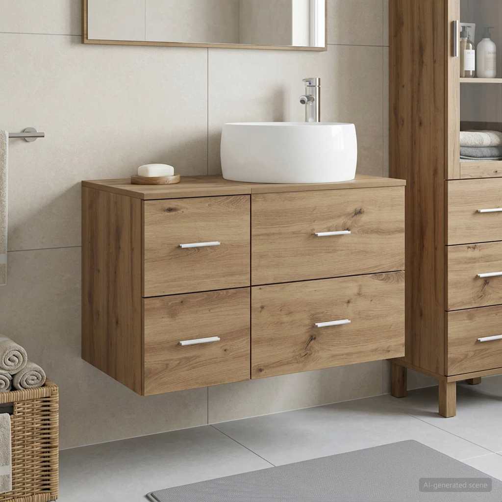 vidaXL Badkamermeubelset 2 st Wit Bewerkt hout