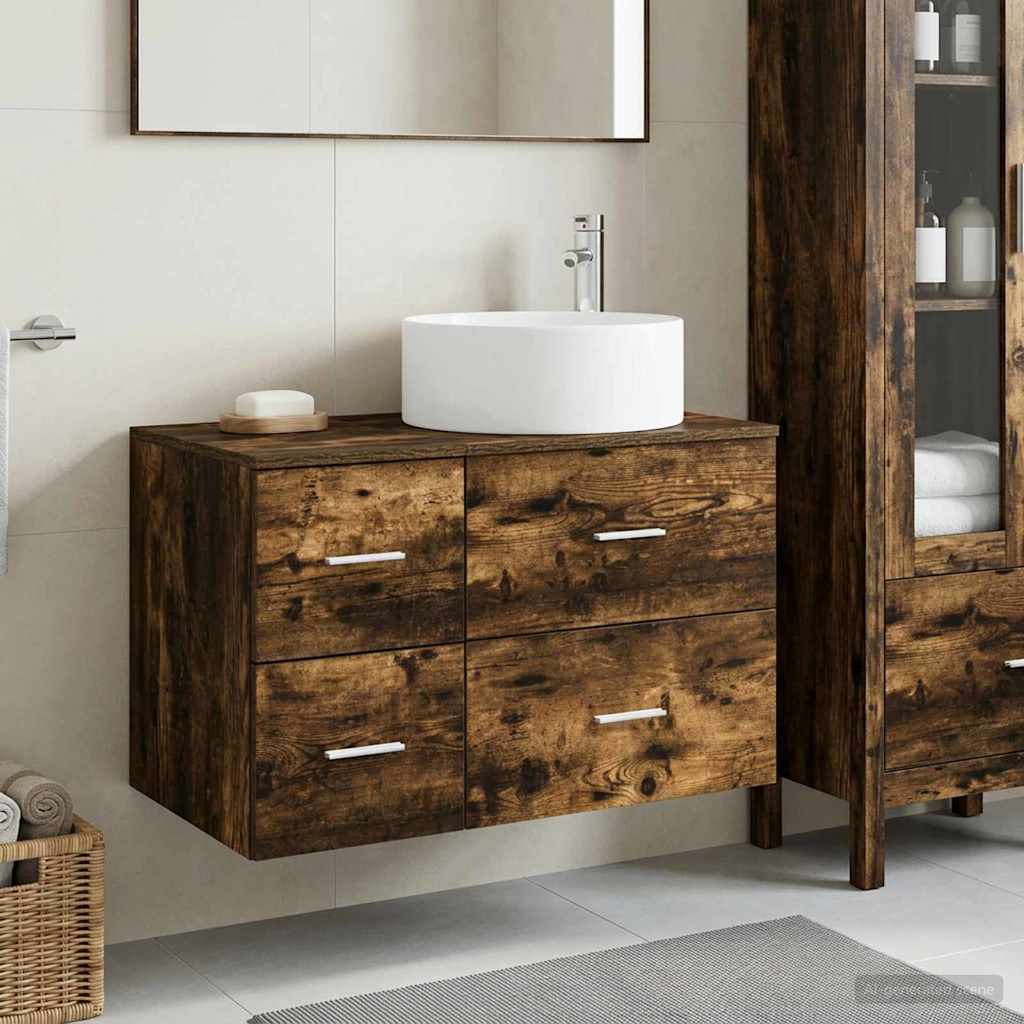vidaXL Badkamermeubelset 2 st Wit Bewerkt hout