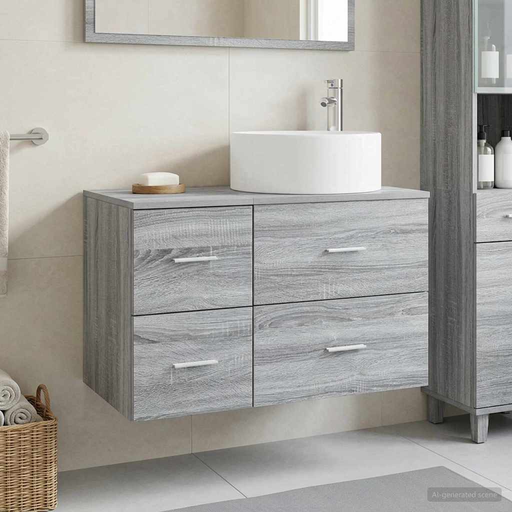 vidaXL Badkamermeubelset 2 st Wit Bewerkt hout