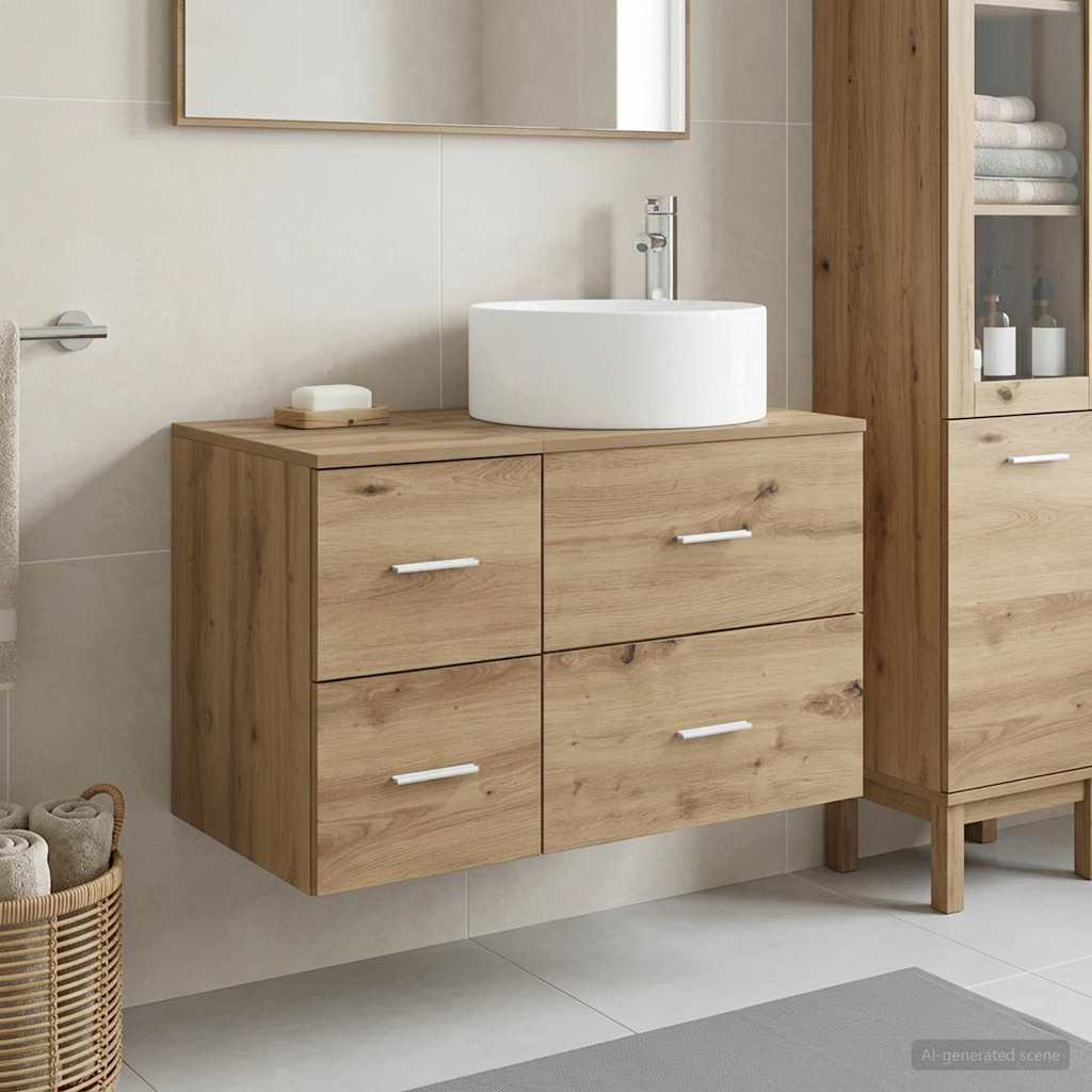 vidaXL Badkamermeubelset 2 st Wit Bewerkt hout
