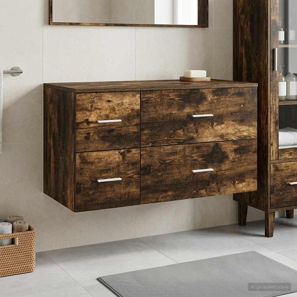 vidaXL Badkamermeubelset 2 st Wit Bewerkt hout