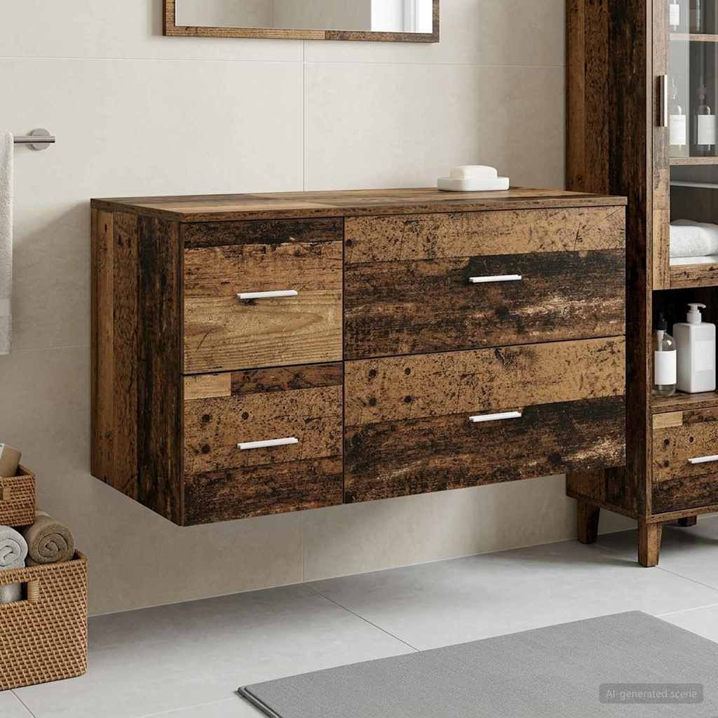 vidaXL Badkamermeubelset 2 st Wit Bewerkt hout
