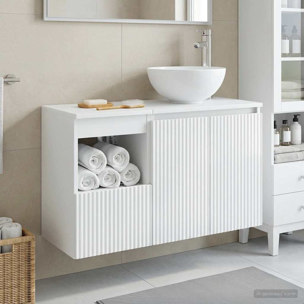vidaXL Badkamermeubelset 2 st Wit Bewerkt hout