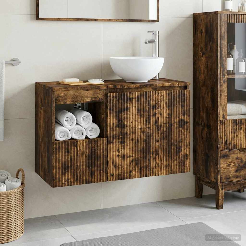 vidaXL Badkamermeubelset 2 st Wit Bewerkt hout