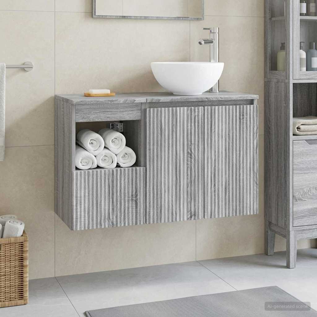 vidaXL Badkamermeubelset 2 st Wit Bewerkt hout